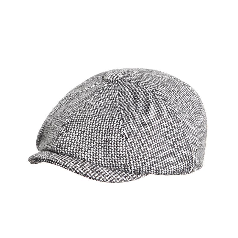 Spring and Autumn Children's Forward Cap Foreign Style Thousand Birds Grid Painter Beret Boys Octagonal Newsboy Cap Cap