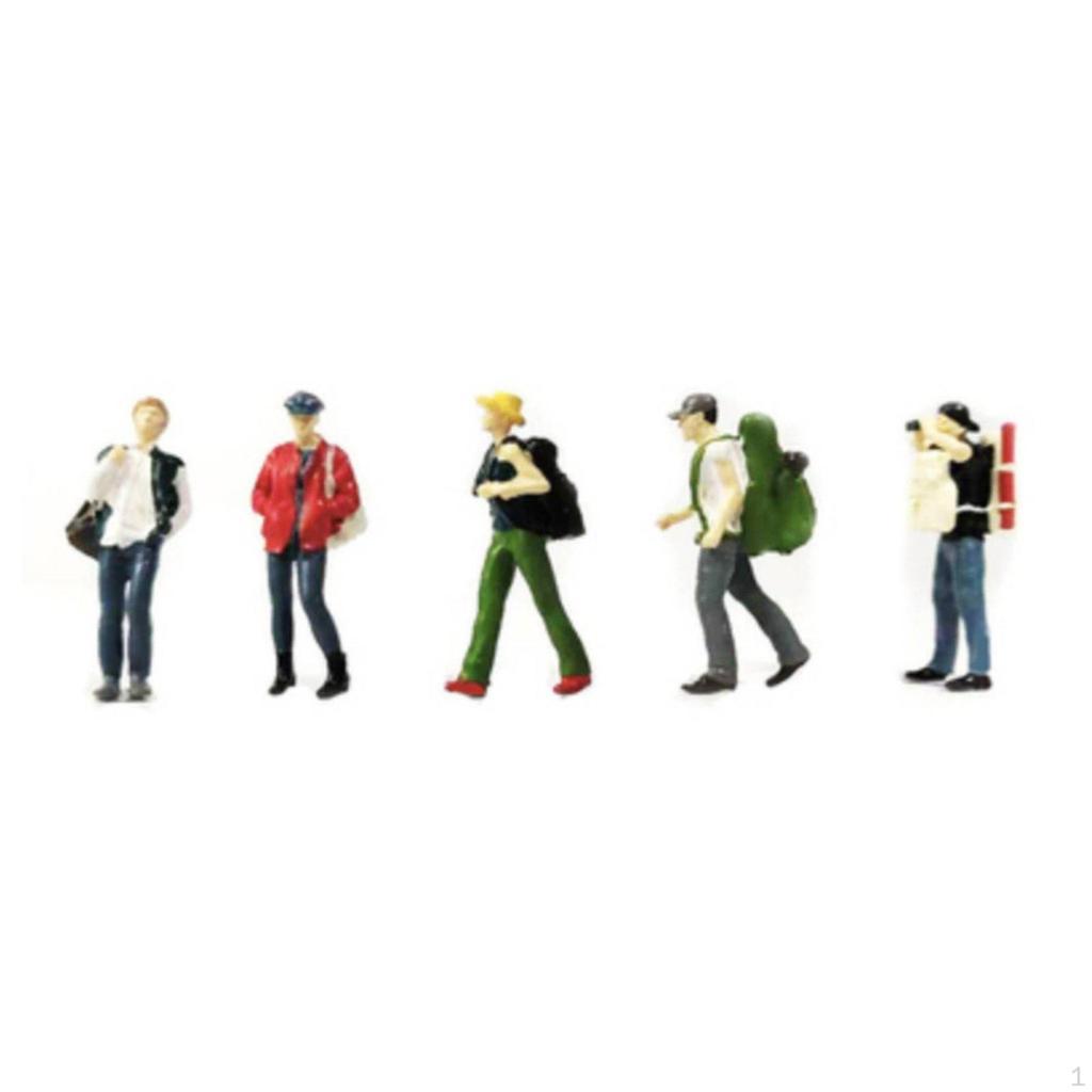 5 Pieces 1:64 Scale Backpacker Figures Highly Detailed Miniature Hiker Figurine Set Varied Poses