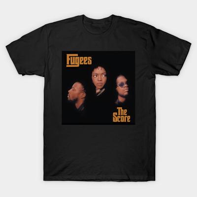 Men Black Print T-shirt The Fugees Love No-Cut Heat Transfer Print Cotton Tshirt