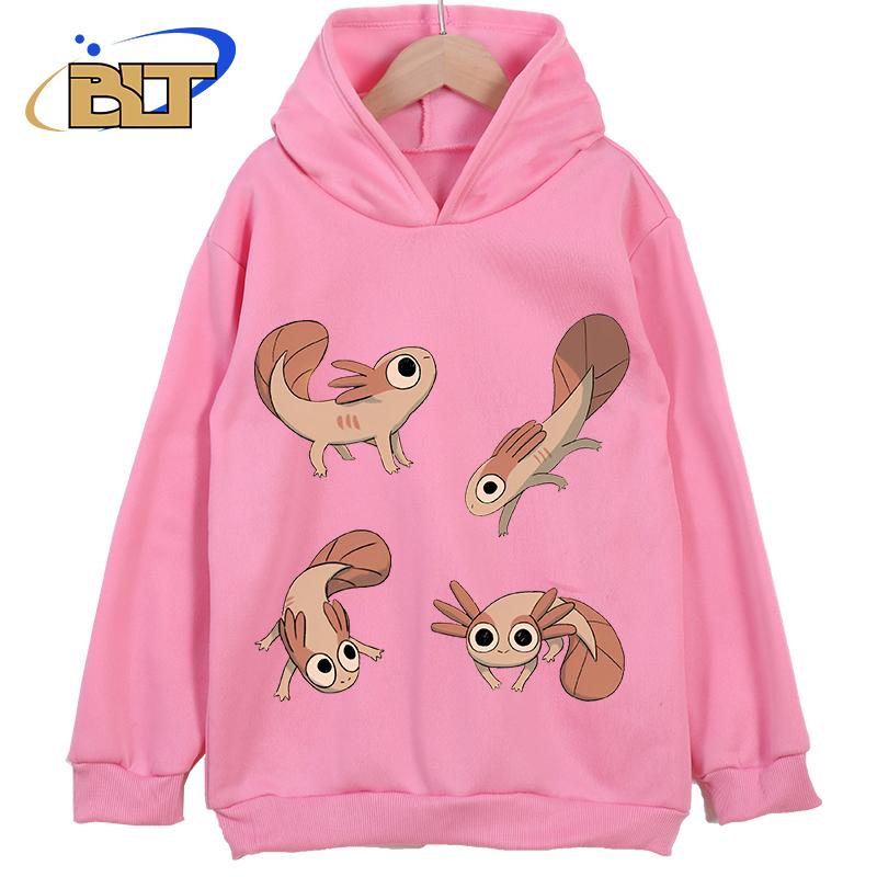 

Дитячий одяг з принтом аксолотля Рожева дитяча нова толстовка Класичний спортивний одяг Підходить для хлопчиків та дівчаток 100