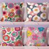 Colorful Flowers Cushion Cover Soft Short Plush DoubleSided Printing Home Decor Machine Washable Pillow Case Gift