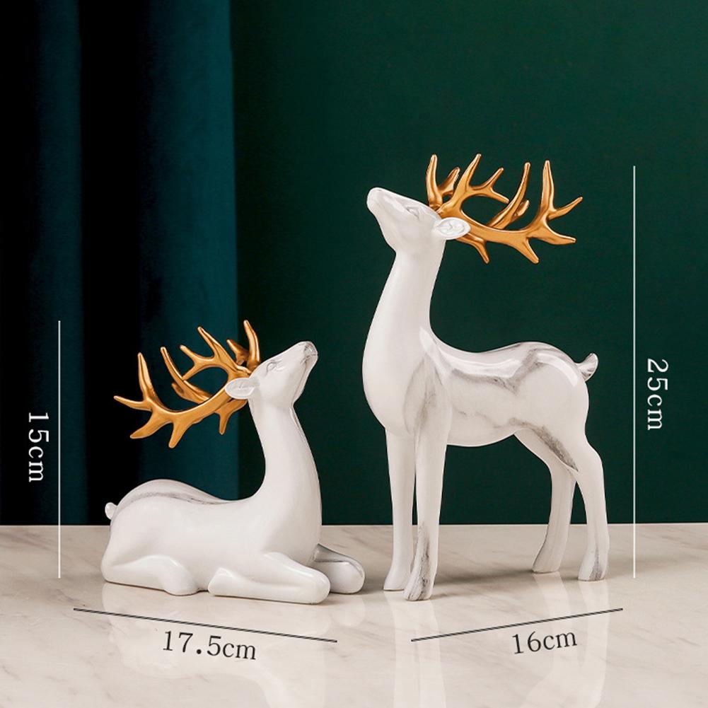 1Pair Resin Deer Oranment Decoration For Living Room Bedroom Wine Cabinet Porch Decoration Resin Crafts