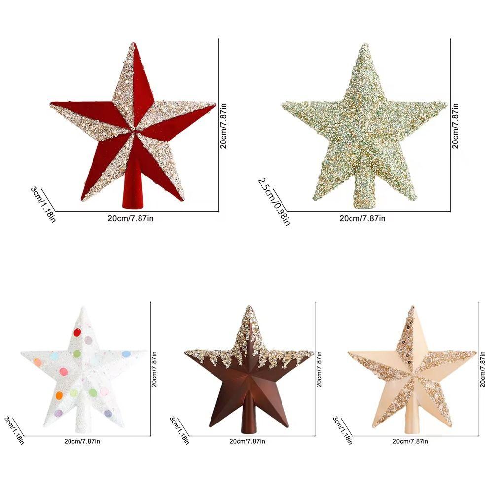 Creative Colorful Christmas Tree Topper Star Glitter Reusable Tree Topper Pentagram Plastic Christmas Tree Ornament Hotel Mall