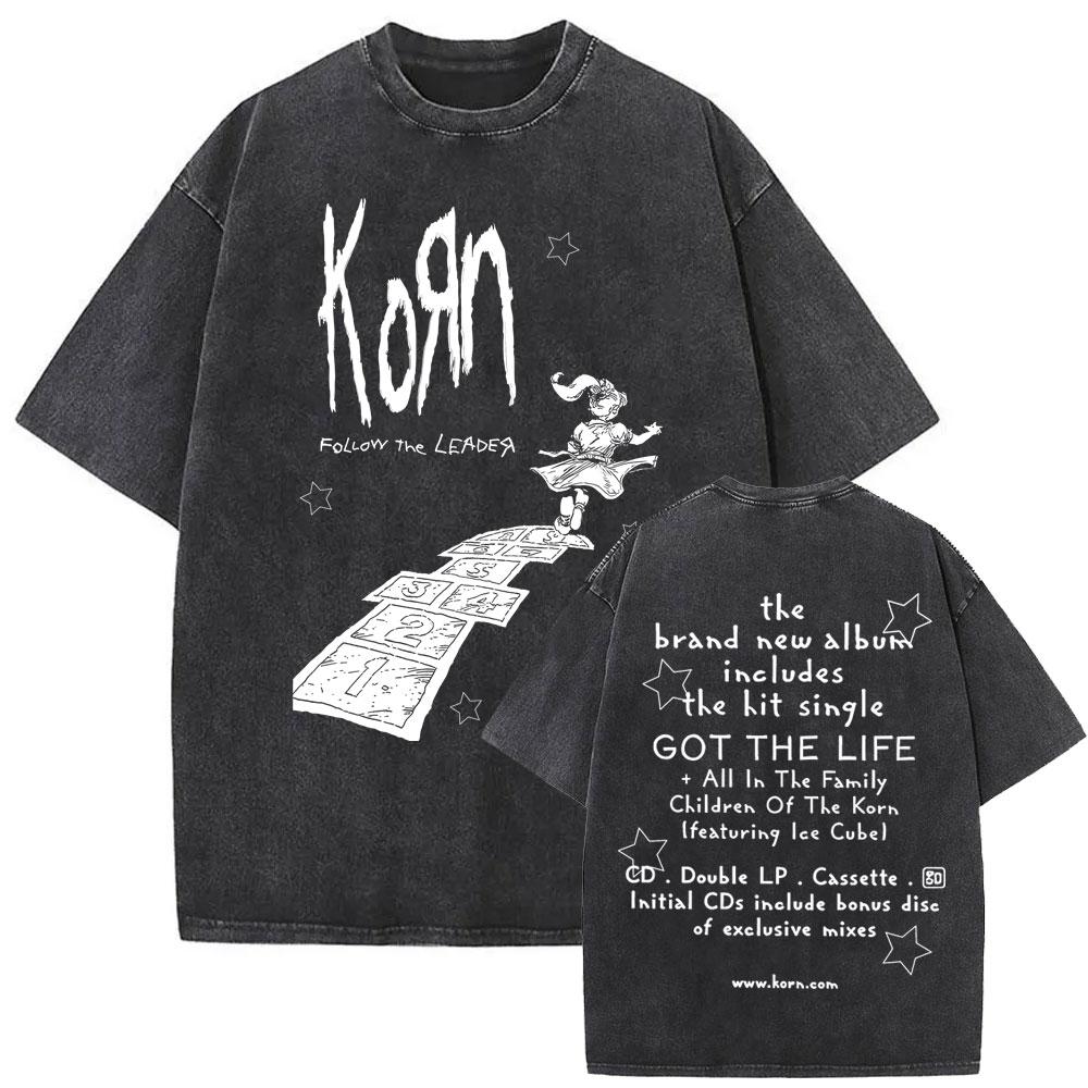 Neues Gewaschenes Vintage Alternative Nu Metal Rockband Korn Print T-Shirt Herren Übergroße T-Shirts Männliche Mode T-Shirts Yk Streetwear