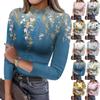 Damen Slim Bottom T-Shirt Mode Casual Druck Rundhals Pullover 3/4 Ärmel Top