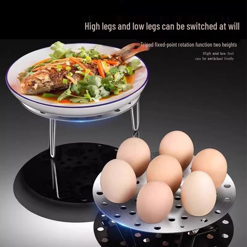 Foldable Stainless Steel Multi-functional Egg and Bun Steamer Rack