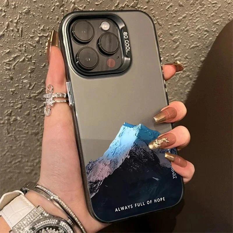 Sunset Coconut Tree Scenery Laser Phone Case For iPhone 16 15 14 13 12 11 Pro Max XS XR X 7 8 Plus SE  Shockproof Hard Cover
