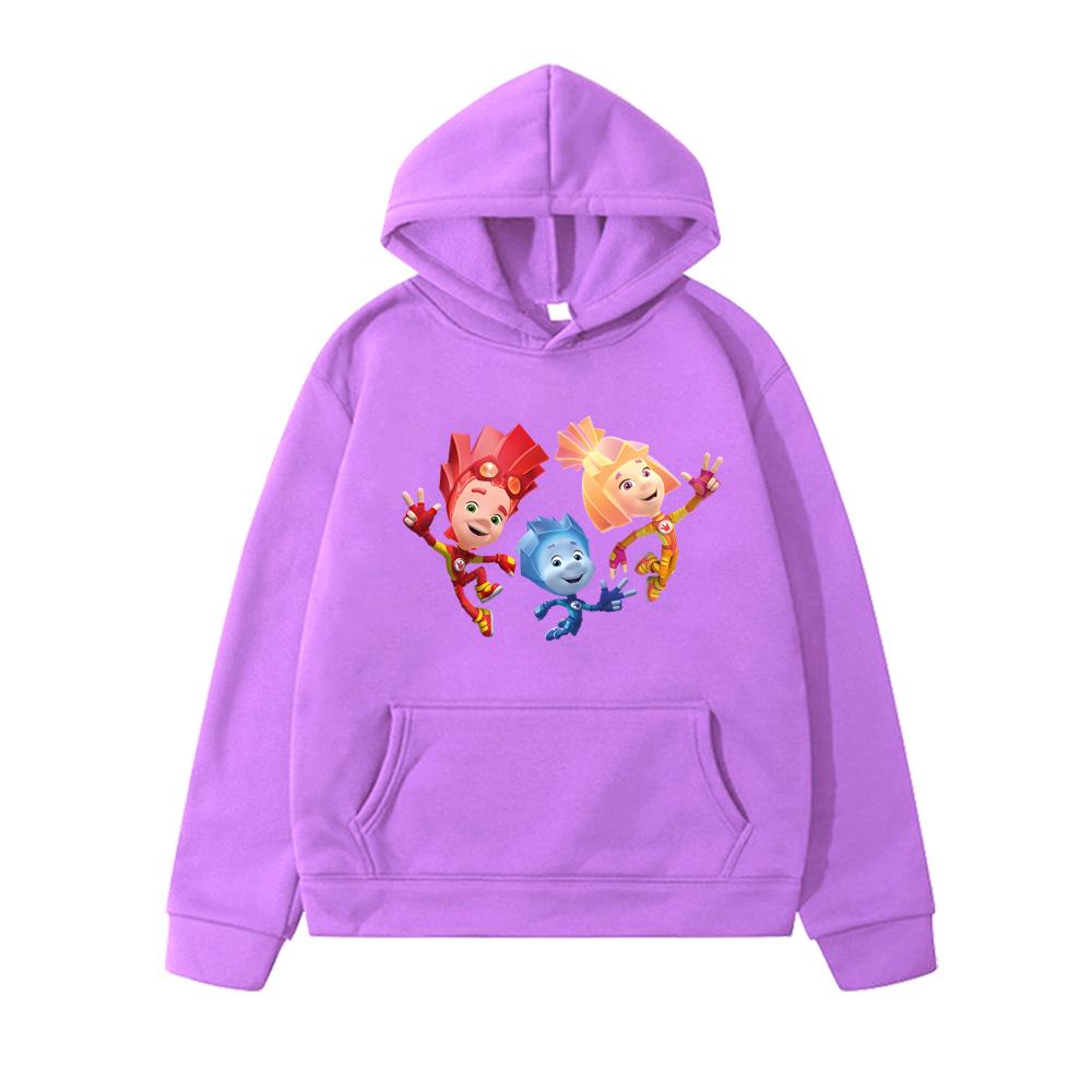 Fixies Cartoon Print The Fixies Children Hoody Cute Autumn Winter Outdoor Hooded Windproof Clothing Fashion Children's Fleece Hoodies