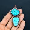 Blue Turquoise Tumble Pendant Handmade Gemstone Jewelry, Copper Electroformed Pendant ,Unique Design Jewelry Pendant