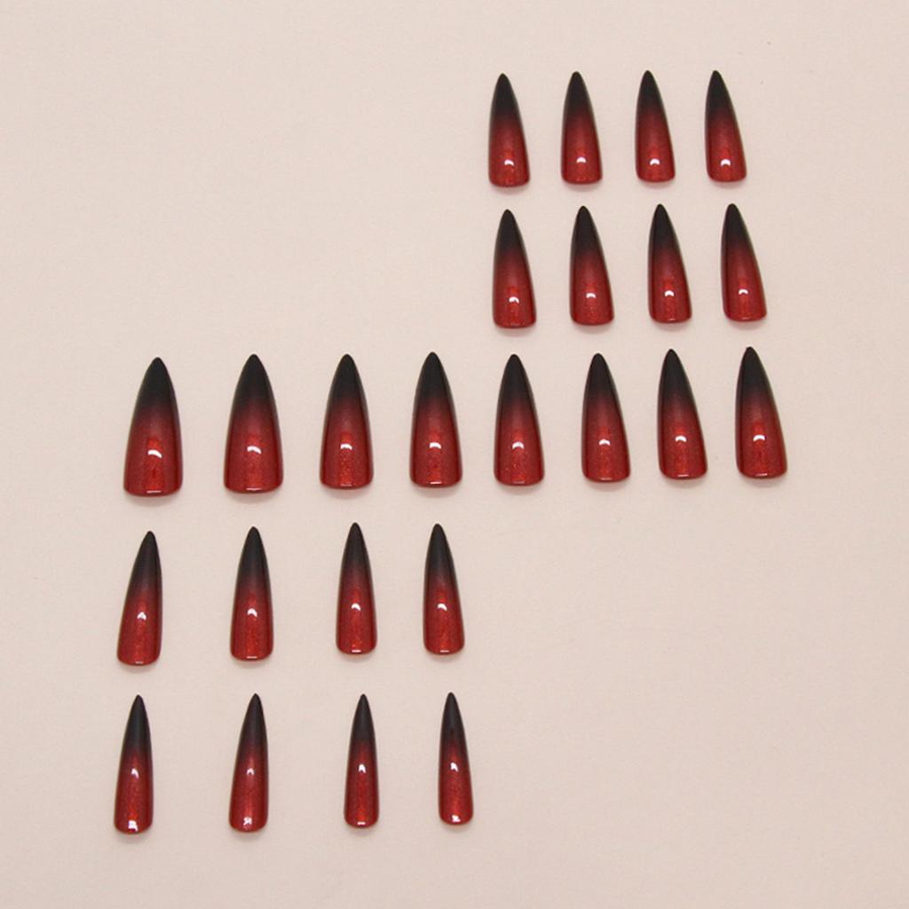 Black Red Gradients Resin Nail Extension Long Lasting Safe Material Waterproof False Nails for Women Nail Art Decoration