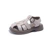 Kids Soft Fashion Beach Shoes 2024 Summer Kids Headed Hollow Sandals Solid Color Baby Girls Retro Princess Shoes for Vacation
