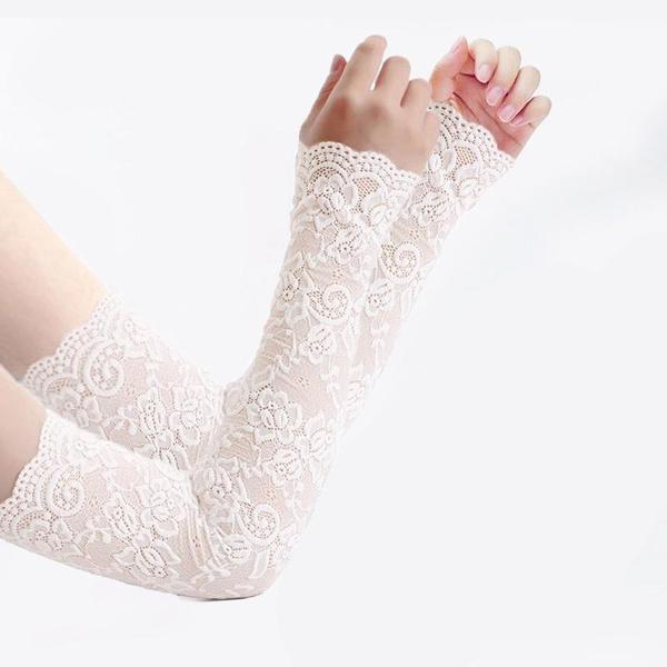 Lace Arm Cover Sun Protection Ice Cover Summer Women Driving Gloves Outdoor Breathable Elastic Half Finger Long Cover