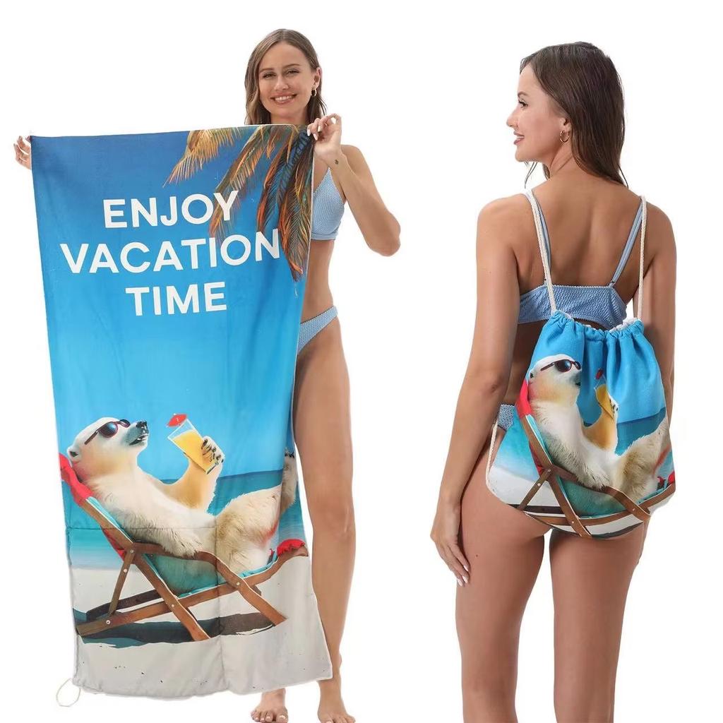 Multifunctional 2-In-1 Beach Towel Backpack Portable Travel Mat Convertible Storage Bag For Swimming Picnic Vacation Essentials