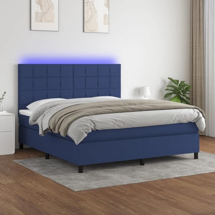 VidaXL Slat Bed Base with Mattress and LED, Upholstered Bed, Double Bed, Adult Bed for Interior Bedroom, 3134891