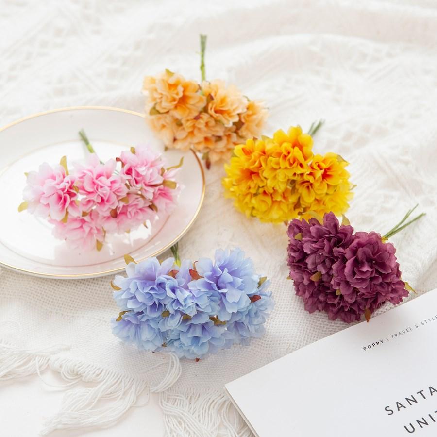Artificial Flowers Mini Bouquet Silk Cherry Festival Wreath Decorations Home Room Scrapbook Wedding Wreaths Diy Gifts Candy Box