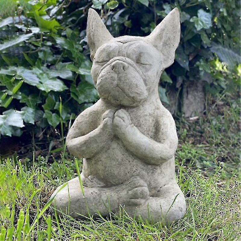 Outdoor French Bulldog Garden Statue Meditation Resin Craft Dog Memorials Dog Figures