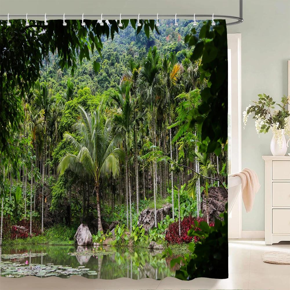 3D tropical rainforest forest landscape printed shower curtain with hook bathroom waterproof polyester bath curtain home decor
