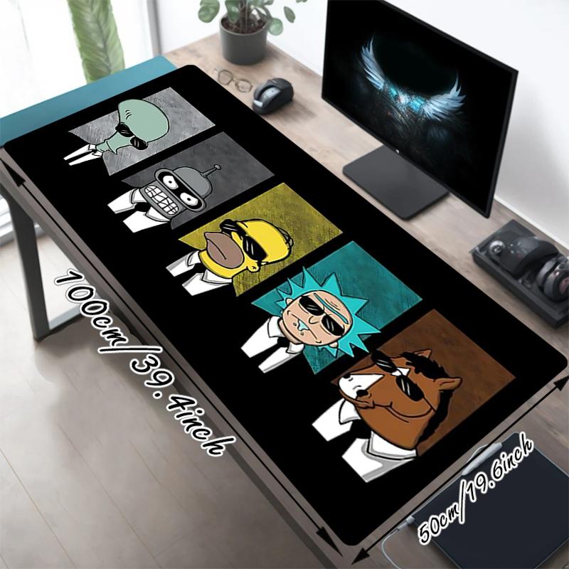 1Pc Retro Cartoon Characters Gaming Mouse Pad Keyboard Desk Mat Non-slip Rubber Lock Edge Waterproof Computer Mousepad for Office Home Decor Y11