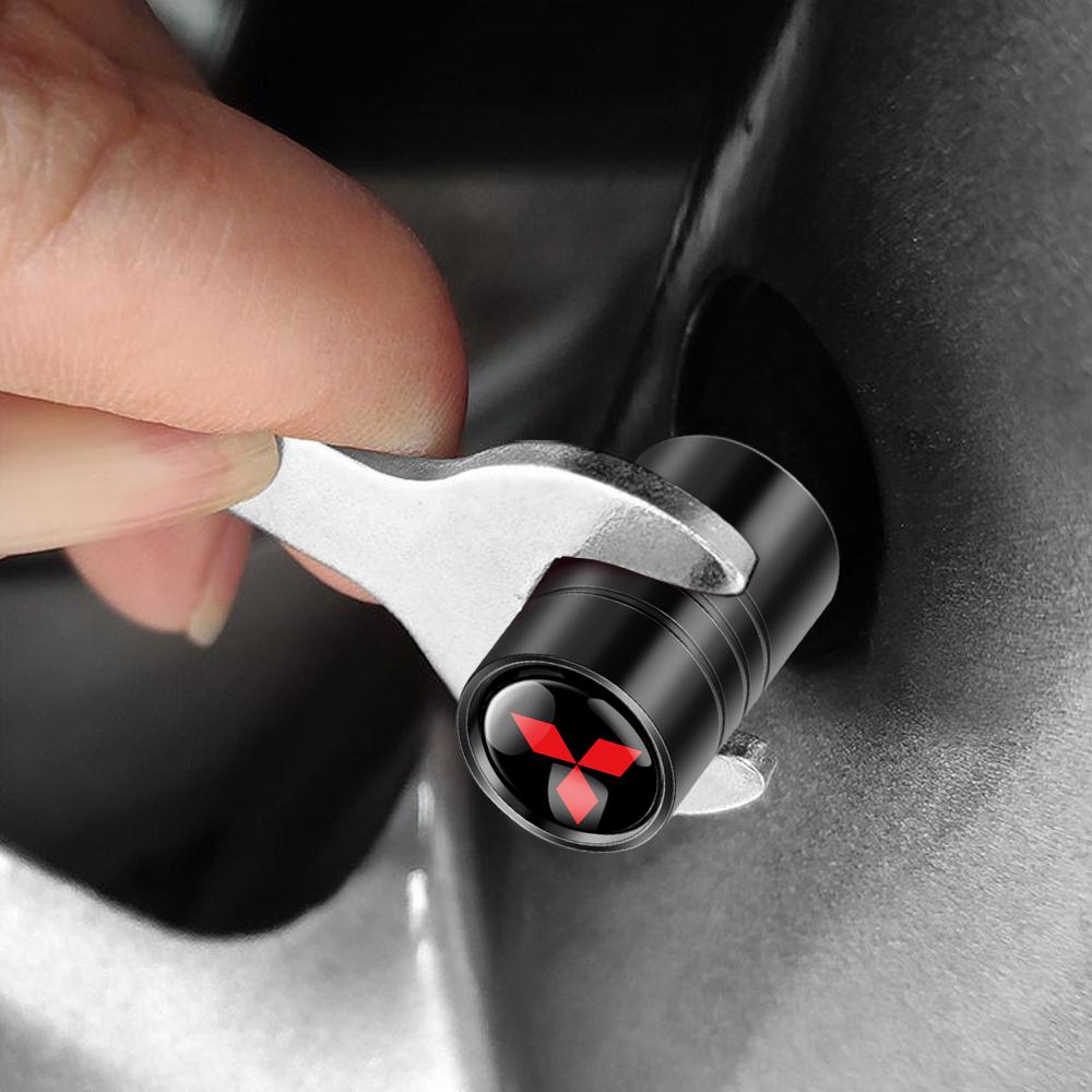 4Pcs Car Styling Metal Tire Valve Stem Caps Rim Accessories Cover For Mitsubishi Outlander Lancer ASX RALLIART Eclipse L200 EVO