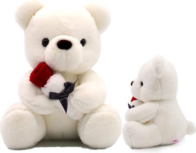 Homehalo Teddybär Plüschtier, Süßer Teddybär, Körperkissen, Tier, Niedlicher Bär, Flauschig, Besonderer Bär, Weiches Spielzeug, Fühlt sich gut an, Teddybär mit Rose,