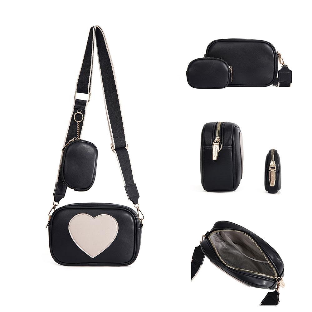 Fashi Heart Pattern Leather Bag Color Block Women Crossbody Bag Mini Portable Coin Purse Card Holder For Woman Daily Use
