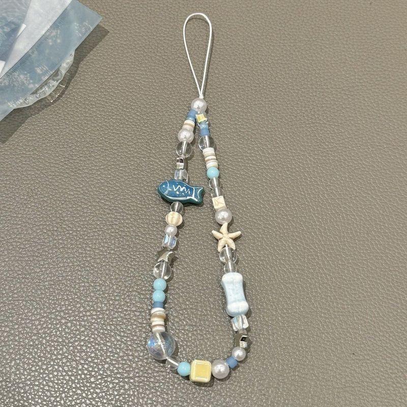 

Blue Ocean Fish Star Ins Small Fresh Mobile Phone Hanging Chain DIY Handmade Rope Bead CCD Camera Pendant D