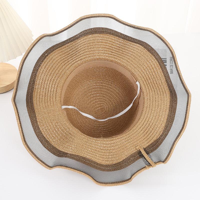 Sunscreen wavy edge straw hat high value DIY straw hat women's seaside sunshade breathable sunscreen straw hat
