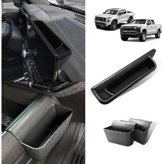 Muslogy for 2025 2024  Colorado & Canyon Center Console Shifter Storage Box ABS Material Console Side Organizer Left & Right Set Compatible with Console Side Organizer