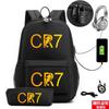 Star Peripheral Printing Cr7 Schoolbag Leisure Travel Multi-Functional Backpack Student Pencil Case Two-Piece Set
