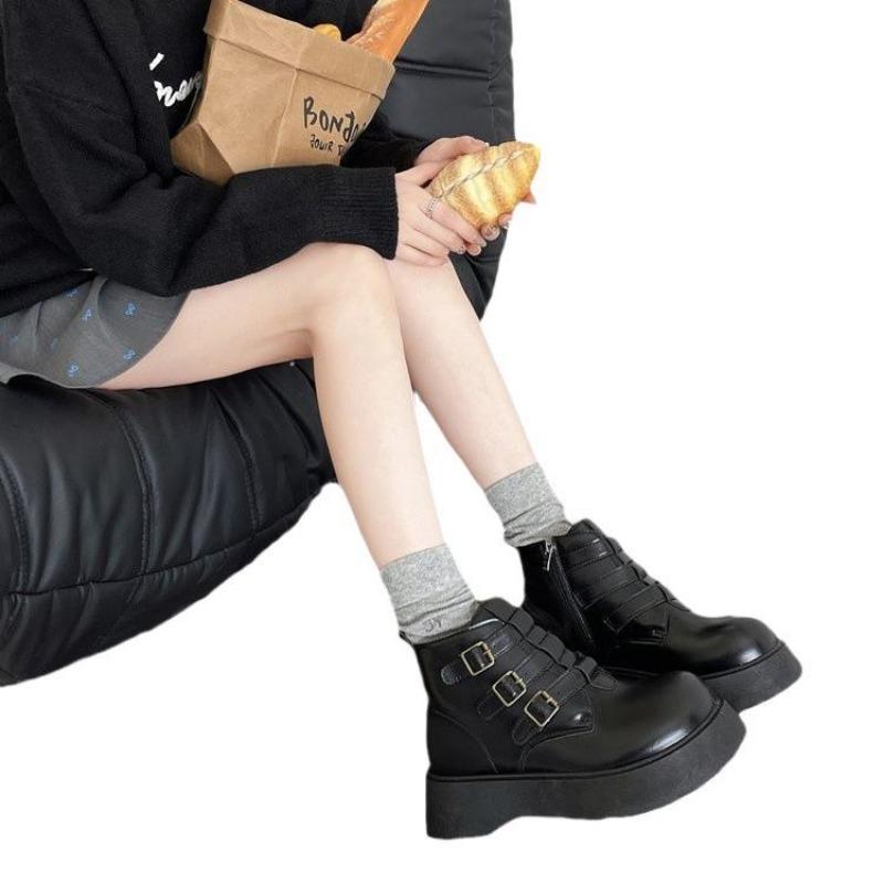 Fashion Retro British Style 2025 Autumn Fashion New Bohemian Style Big-head Ankle Boots Muffin Thick Soled Side Zipper Boots for Women