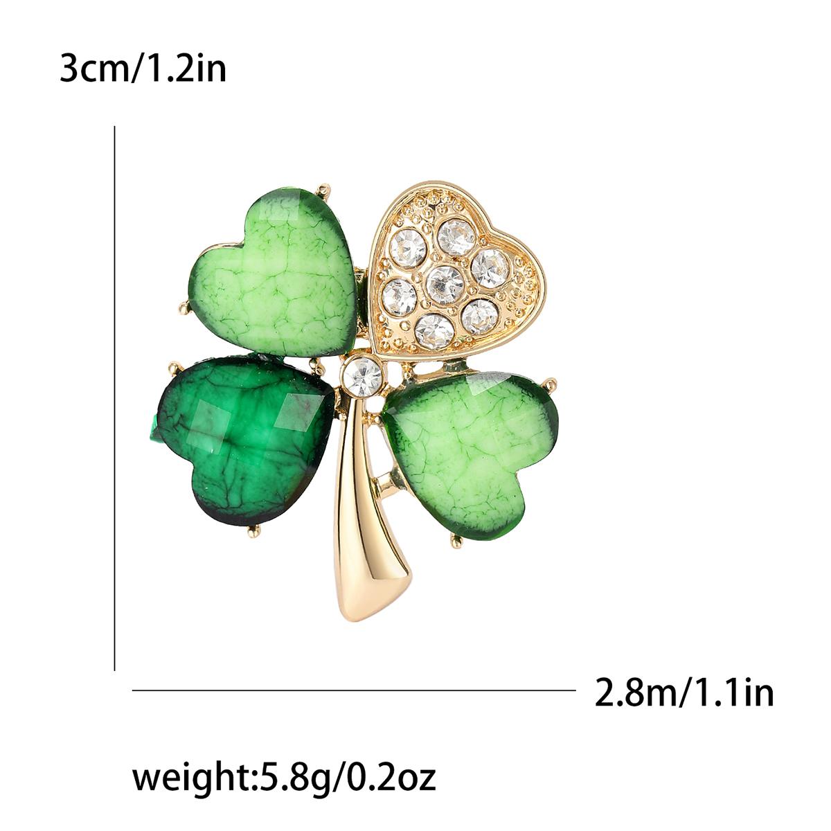 Rhinestone Four Leaf Clover Brooches for Women Unisex Trendy Leaf Pins Office Party Friend Gifts Jewelry Accessories MULTI