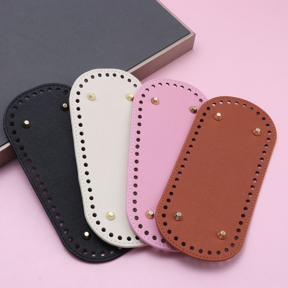 Oval With 52 Holes Handmade Bottom Crochet Bag Long Bag Bottom for Knitted Bag Bag Accessories PU Leather