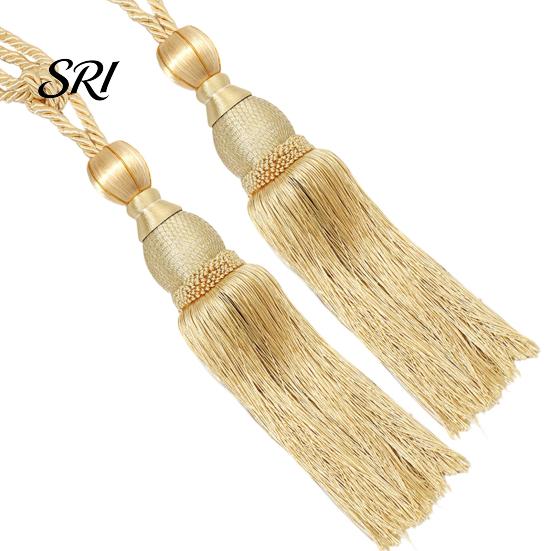 Long Fringe Curtain Holders 1 Pair Tassel Tiebacks Decorative Ties Elegant Fringed for Window Curtains Door Home Decor