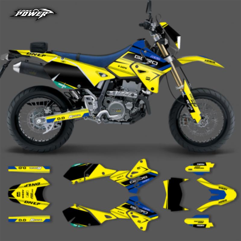 Powerzone Full Graphics Decals Stickers Motorcycle Background For SUZUKI DRZ400 SM S E DRZ 400 SM S E 1999-2022 Custom Number 09