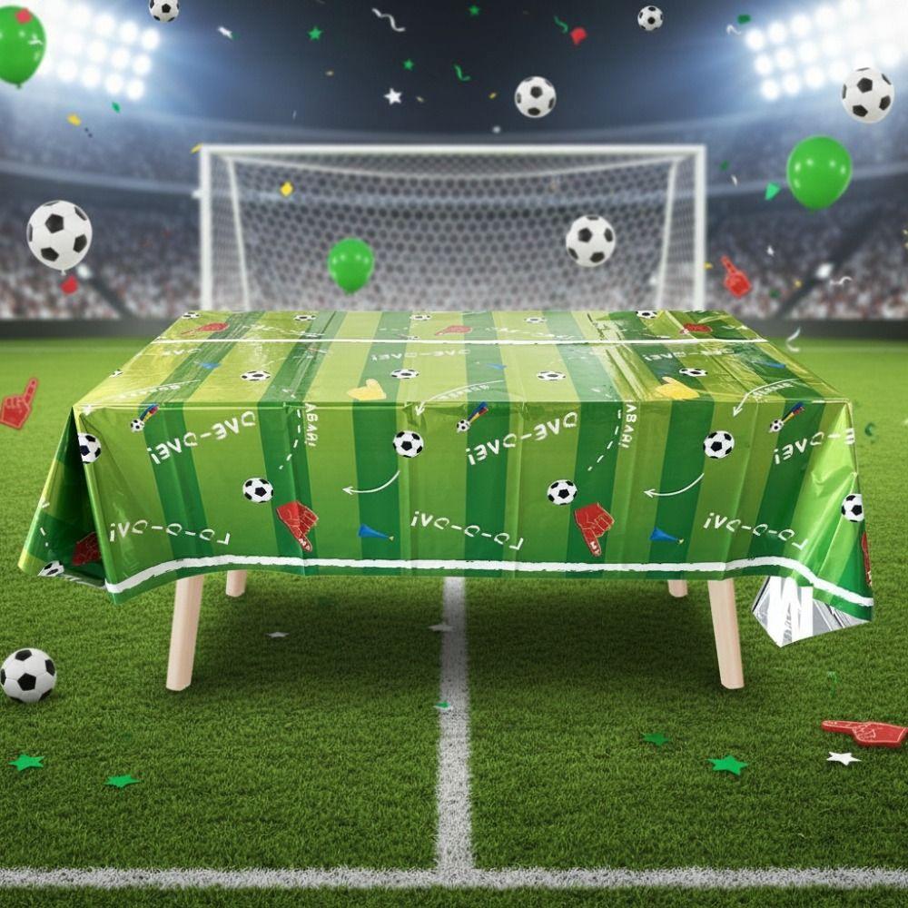 2PCS Stain-resistant Football Theme Disposable Tablecloth Football Sport Table Linen  Game Day