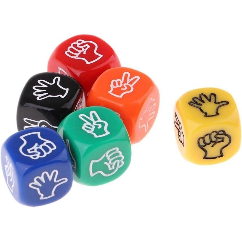 Rock Paper Scissors Dice, 6 Sided 6 Colors 20mm Scissors Game Dice, Dice Game, Finger Guessing Game Dice for Adults Kids Family Party (6PCS)