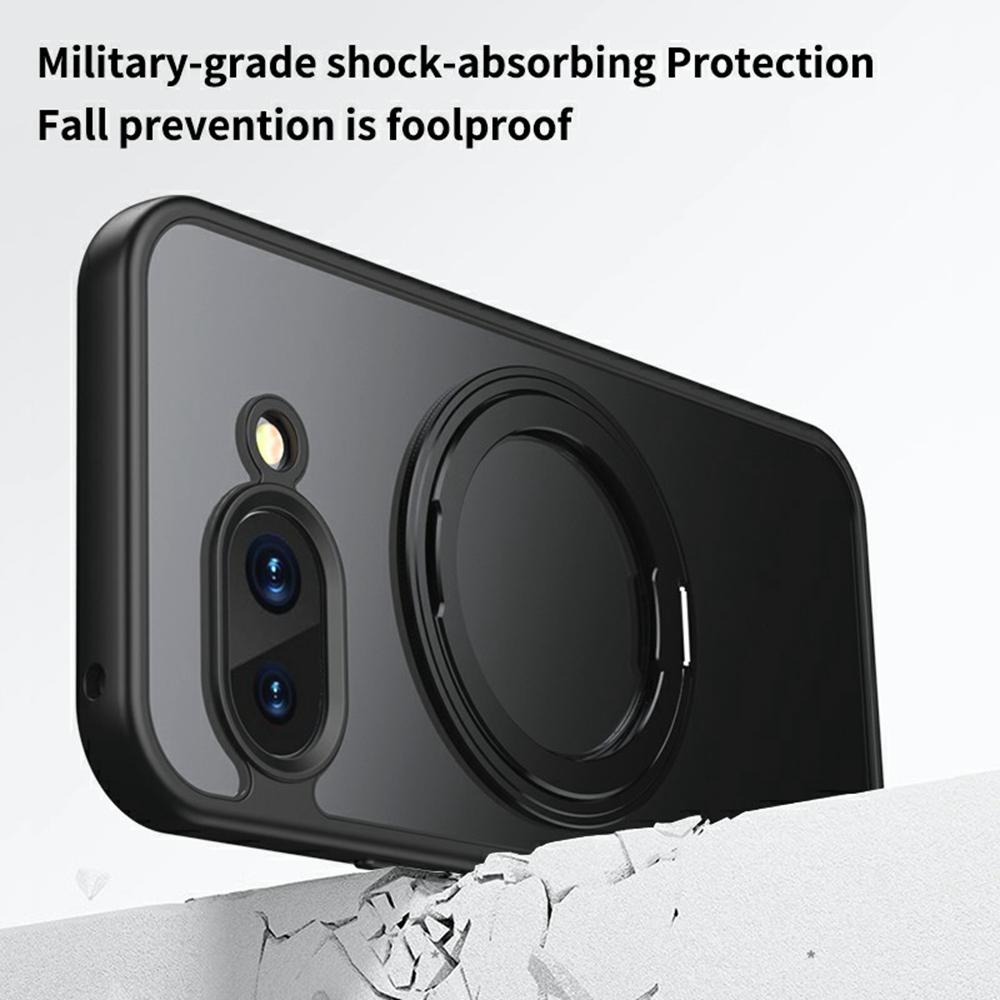 For Google Pixel 9a Case Compatible with MagSafe TPU+Acrylic+Metal Kickstand Matte Phone Cover