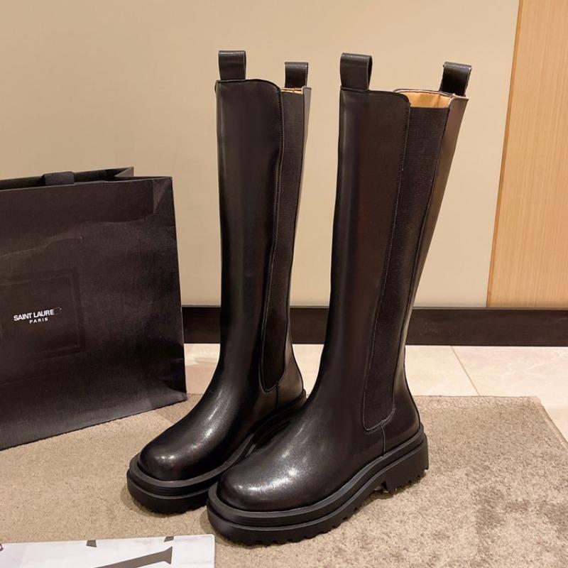 Internet Celebrity Super Round Toe Boots, Thick Heeled Long Boots,  Autumn and Winter New Style Sleeve High Top Boots