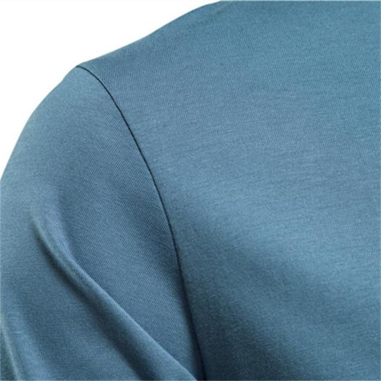 Men Tops Solid Color Cotton Pullover Comfortable Anti-pilling Crew Neck Elastic Cuff