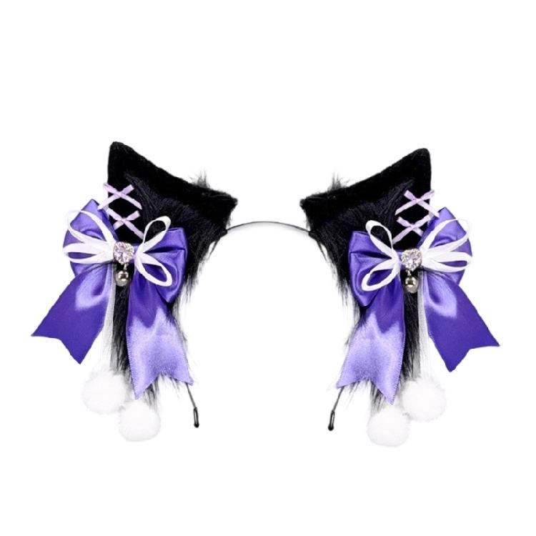 Halloween Cosplay Accessory Bowknot Headband Furry Tail Wolf Costume for Women Masquerade Christmas Halloween Role Play