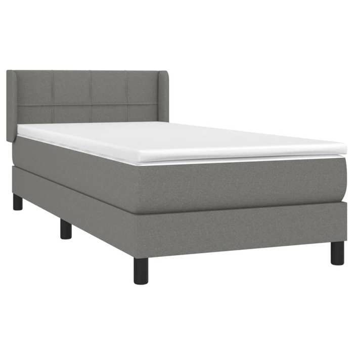 3129682 vidaXL Lit à sommier tapissier avec matelas Gris foncé 90x200 cm Tissu