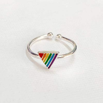 Silvermoon Lucky Rainbow Ring, 925 Silver Open Ring, Silver Jewelry, Women's Silver Earrings, Men's Silver Ring