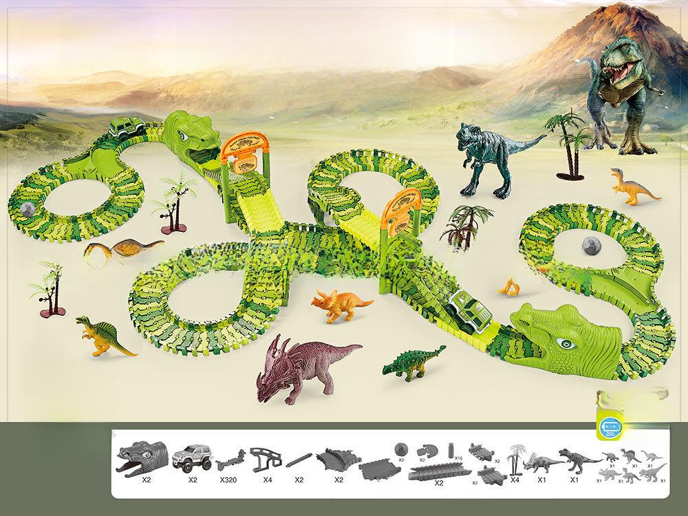 Elektrická dinosauří dráha s montážním ruským kolem pro děti