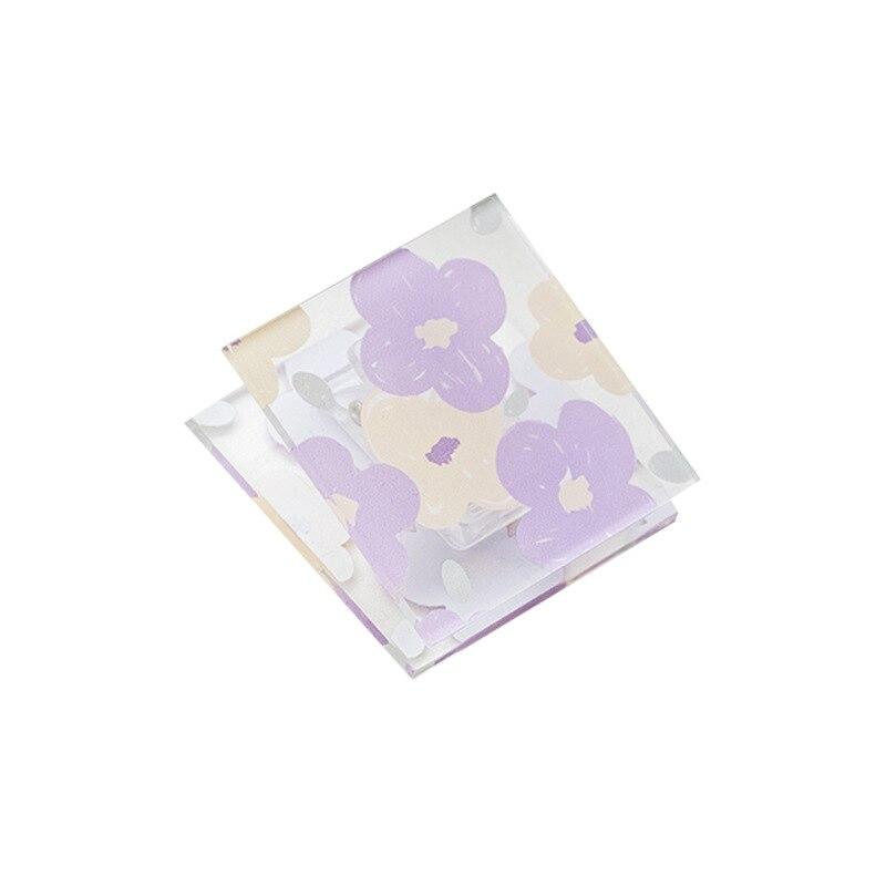 1pc Cute Flowers Multifunction Memo Clip Transparent Acrylic Kawaii Stationery Storage Clip Documents Organizer Clips
