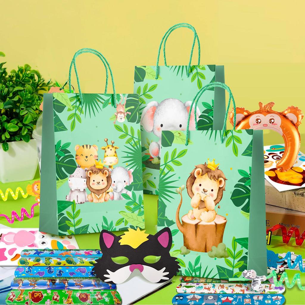 Dschungel Safari Party Dekorationen Gastgeschenke, 72 Stück Dschungel Safari Geburtstagsfeier Geschenke - Safari Party Klatscharmbänder Maske Tüten usw. Dschungel Party Gastgeschenke