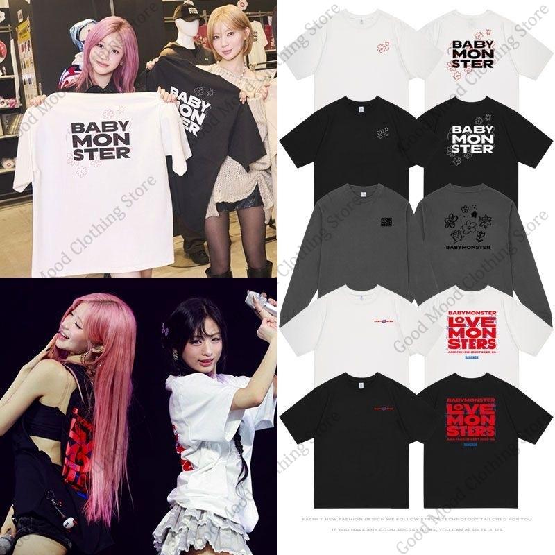 BABYMONSTER T Shirt LOVE MONSTERS Concert Japan Thailand Same Print Tshirt Unisex Women High Quality Cotton Short Sleeve Tee Tops
