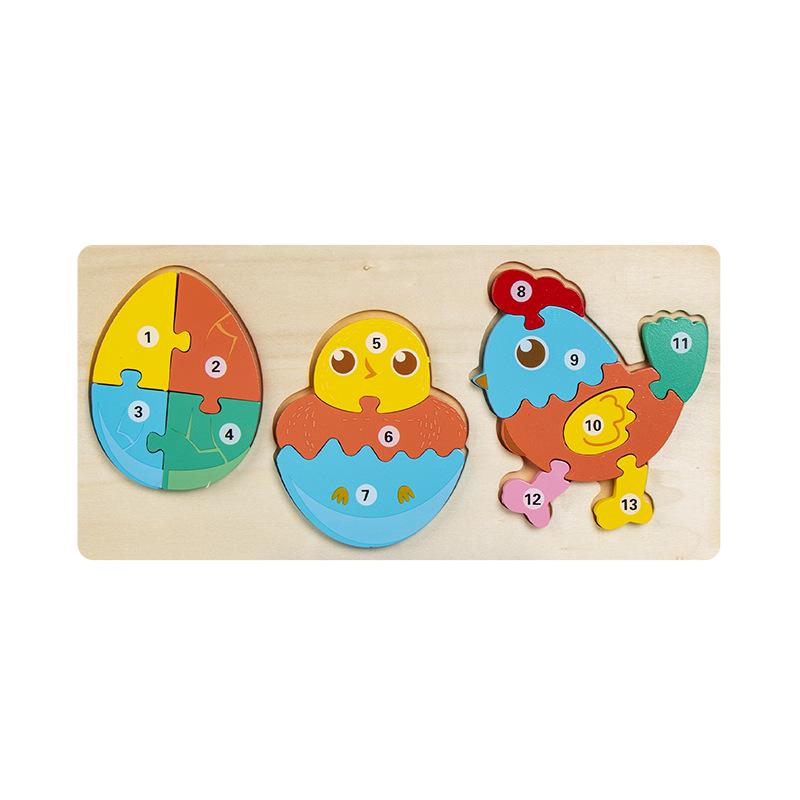 3D Wooden Animal Number Puzzle & Growth Educational Blocks