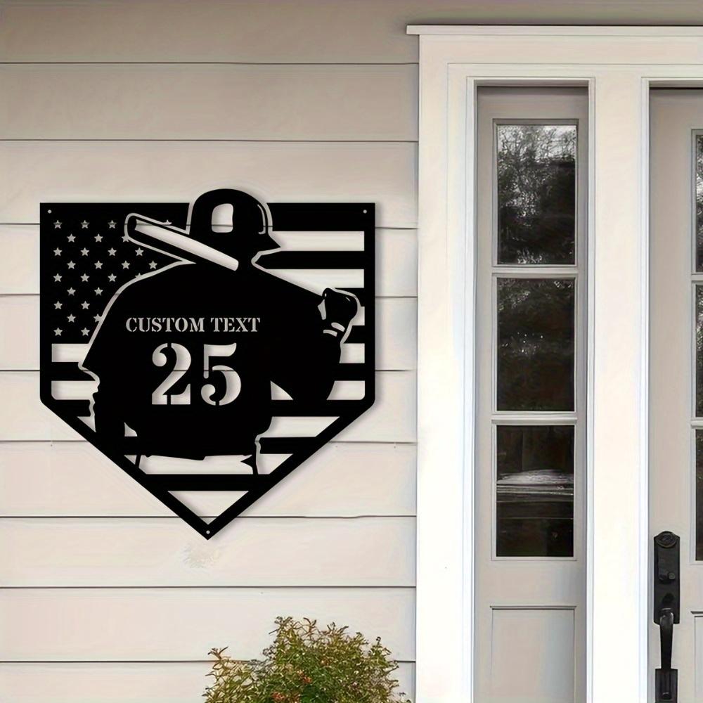 Custom Engraved Baseball Player Metal Wall Art Deco Style Personalized New Year Home Training Fields
