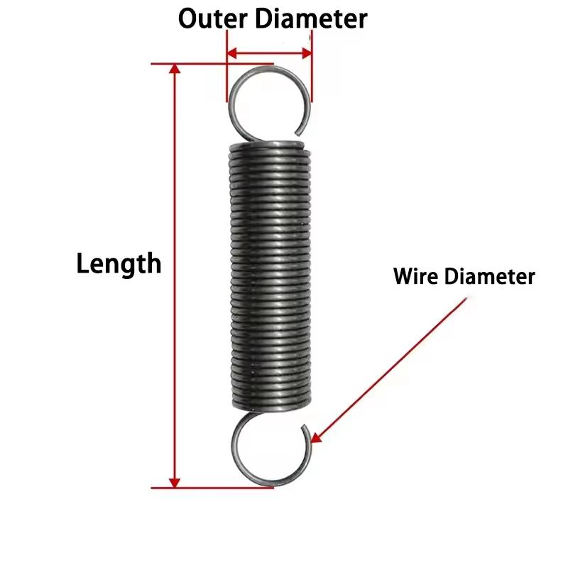 65Mn Open Hook Tension Spring Wire Diameter 1.0mm with O hook extension spring Outer Diameter 5-12mm Extension Spring