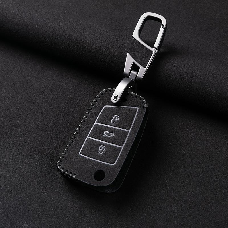 Leather Car Key Cover Case For Volkswagen Vw Golf 7 Mk7 Vii Gti Tiguan Mk2 Polo Caddy T5 Skoda Octavia A7 Kodiaq Seat Ateca Leon